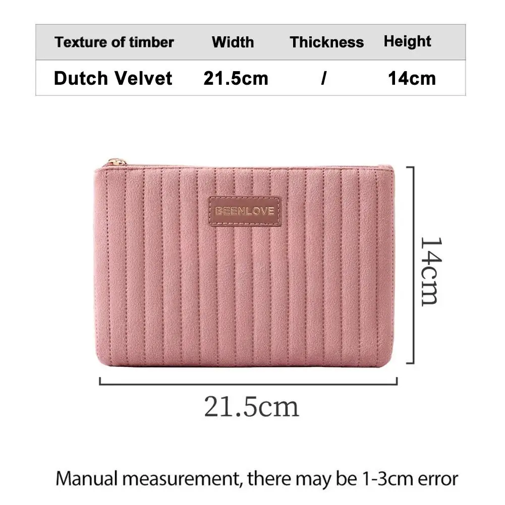 Vertical Quilted Velvet Cosmetic Bag Portable Makeup Pouch Autumn Winter Handheld Small Wallet Coin Purse Travel Organizer
