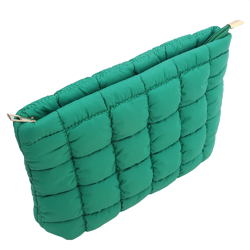 Women Makeup Pouch Padded Quilted Makeup Storage Bag Puffer Makeup Bag Large Cosmetic Organizer Bag Clutch Handbag Beauty Case