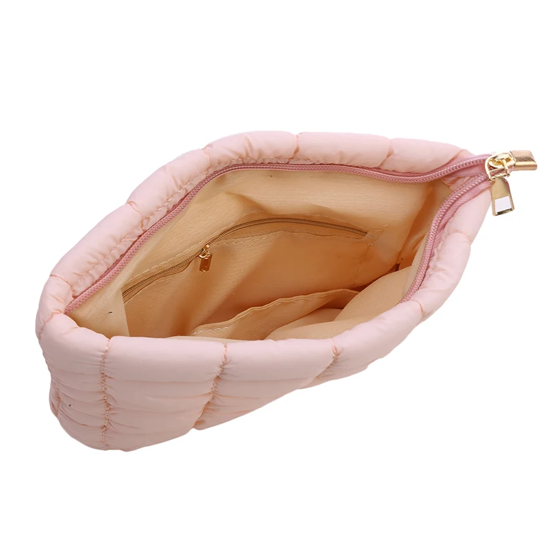 Women Makeup Pouch Padded Quilted Makeup Storage Bag Puffer Makeup Bag Large Cosmetic Organizer Bag Clutch Handbag Beauty Case
