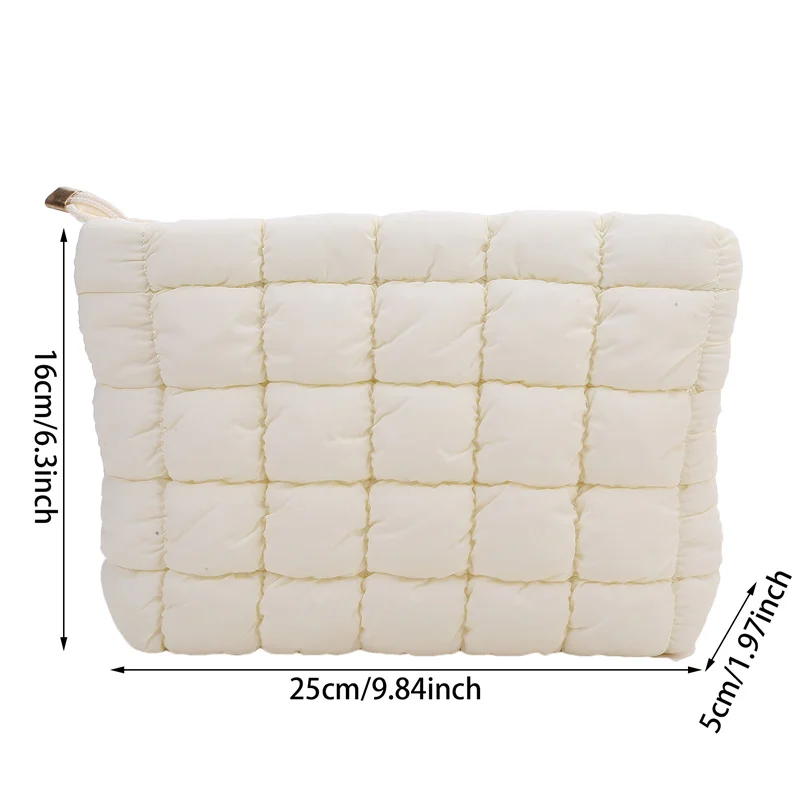 Women Makeup Pouch Padded Quilted Makeup Storage Bag Puffer Makeup Bag Large Cosmetic Organizer Bag Clutch Handbag Beauty Case